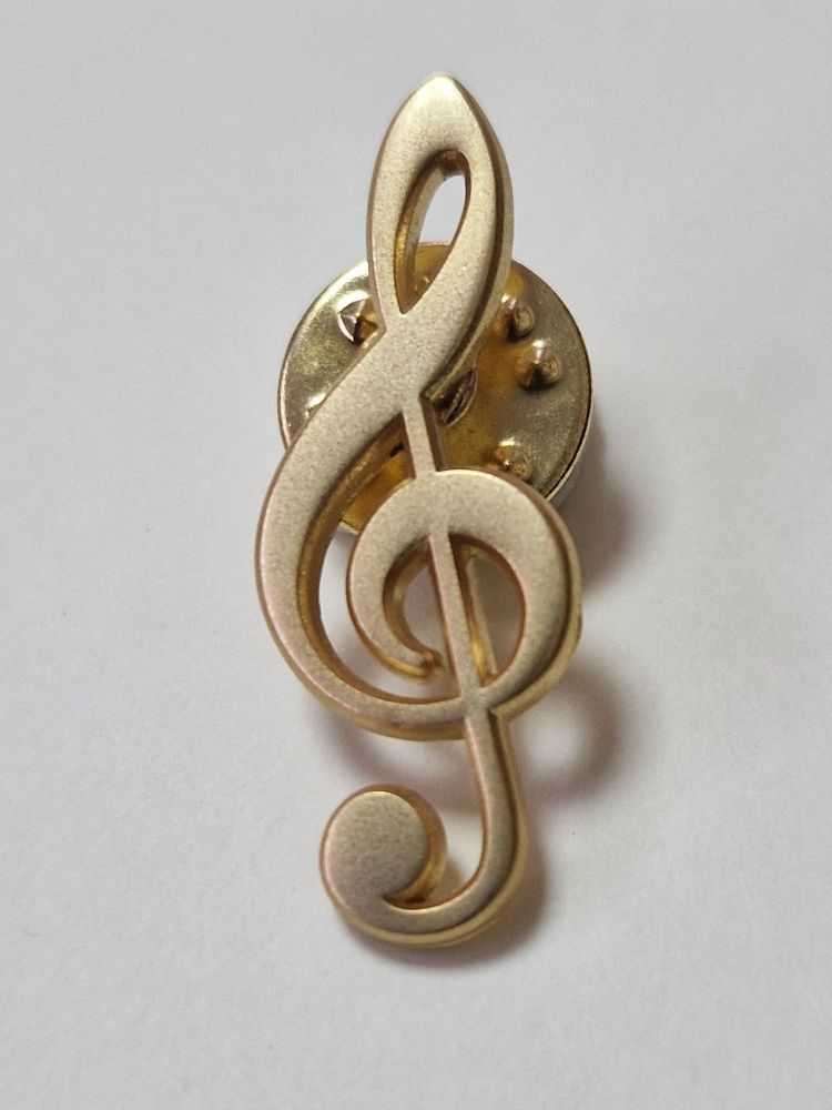 Treble Clef Pin Badge - Brushed Gold
