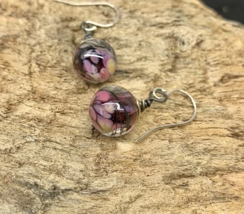 Pink and purple bauble earrings