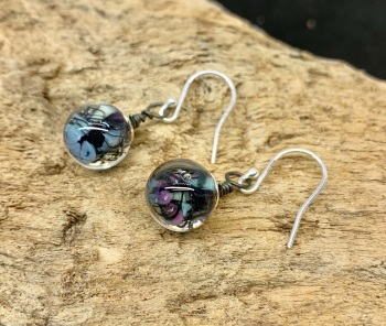 Violet turquoise bauble earrings