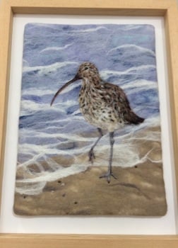 Curlew at the Water's Edge, Handfelted wool.