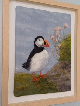 Thrifty Puffin, Handfelted wool.
