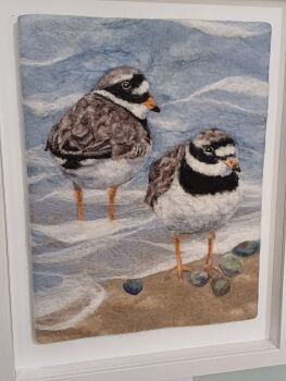 Ringed Plovers, Handfelted wool.