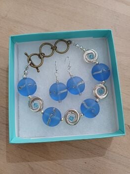 Pembrokeshire Wave, Bracelet and earring set