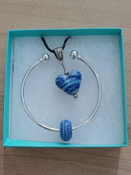 Sea Blue necklace and bangle set
