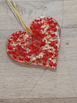 Heart fused glass decoration