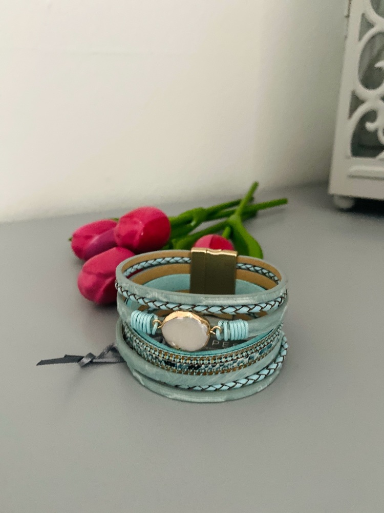 Turquoise & Freshwater Multi-Strand Bracelet