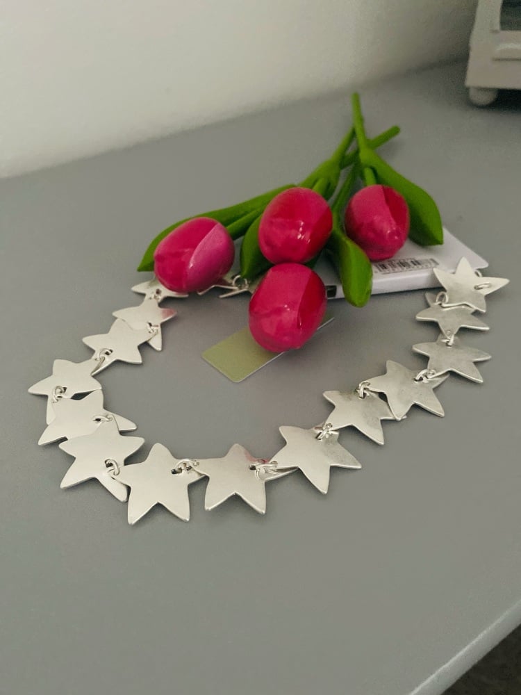 Star Linked Silver Necklace