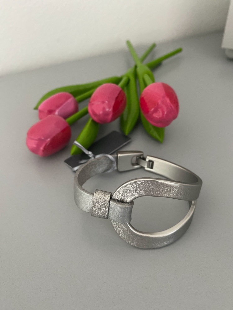 Leather & Metal Contemporary Cuff Bracelet