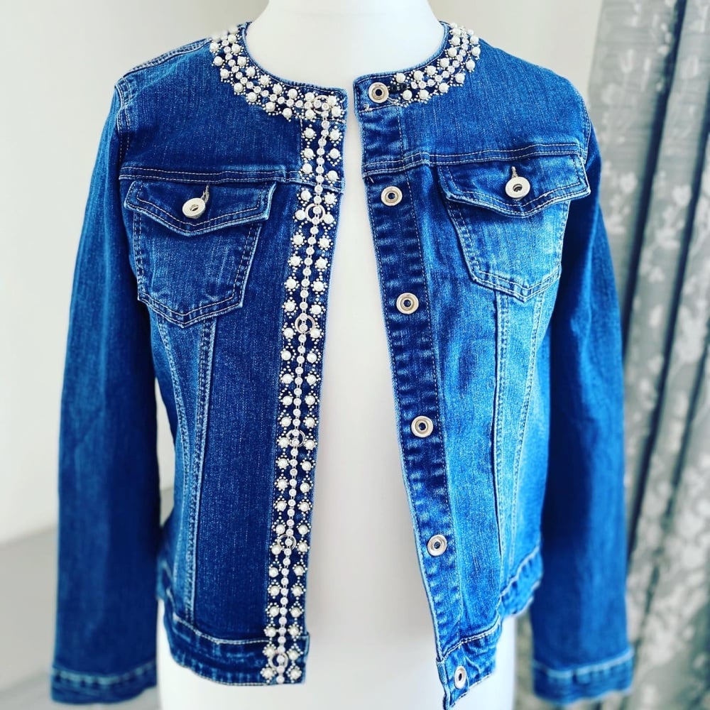Denim Jacket with Crystals