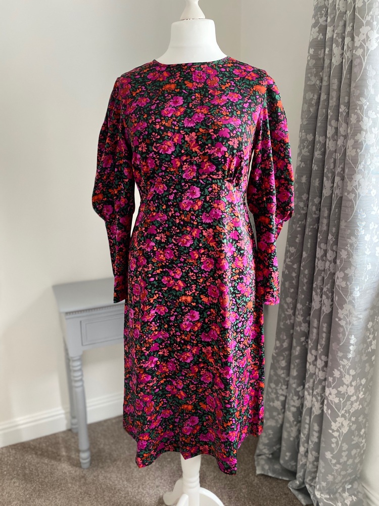 Midi Floral Statement Sleeve Dress