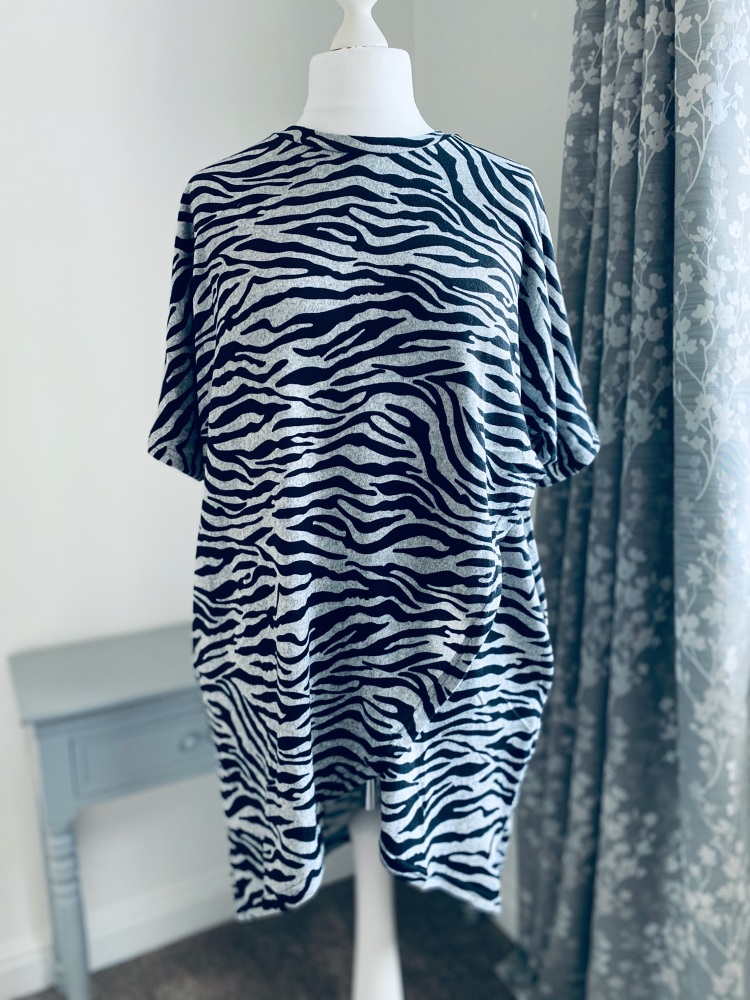 Asymmetric Zebra Print Jersey Dress
