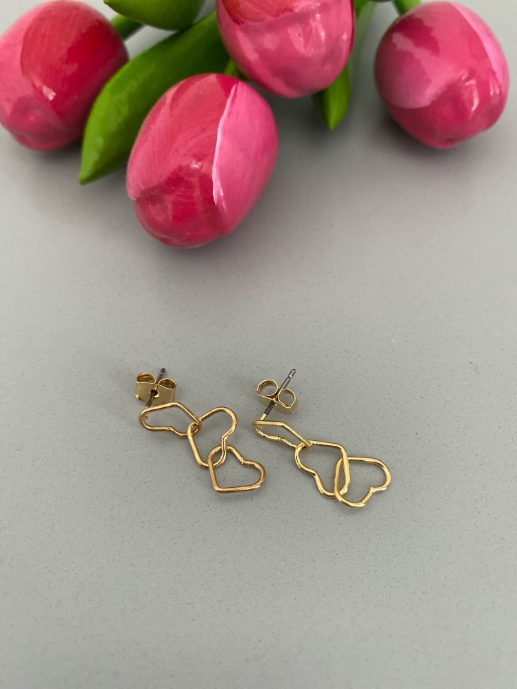 Triple Linked Heart Drop Earrings