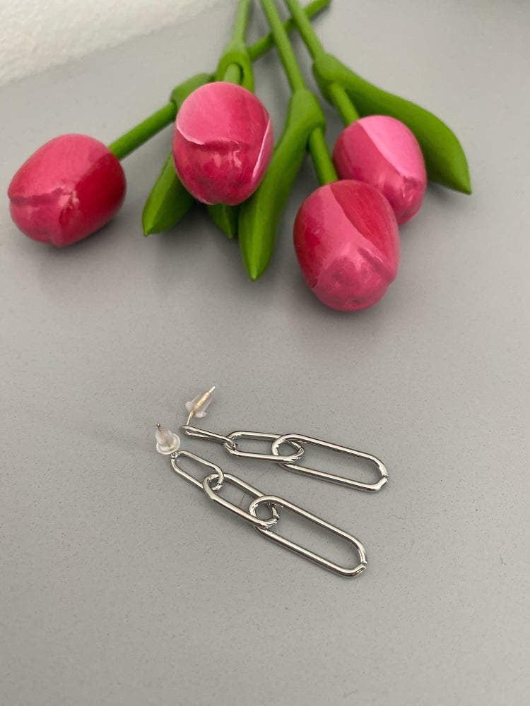 Silver Chain Link Drop Earrings