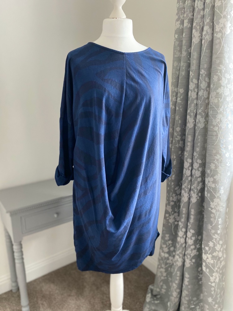 Zebra Print Smock Dress with asymmetric front detail