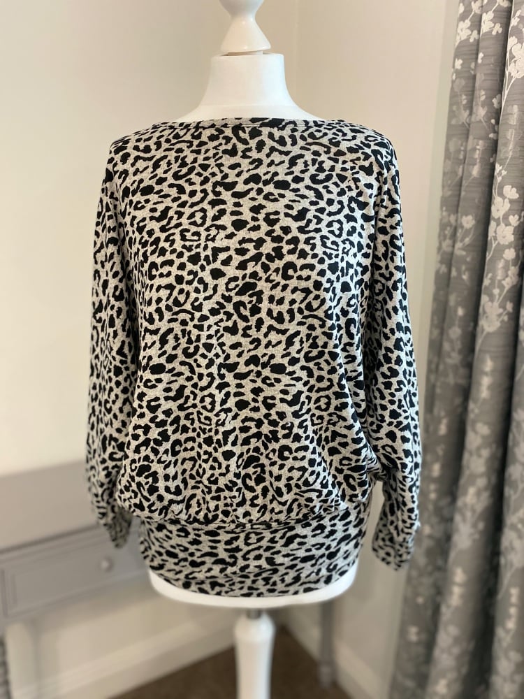Leopard Print Batwing Soft Jersey Jumper