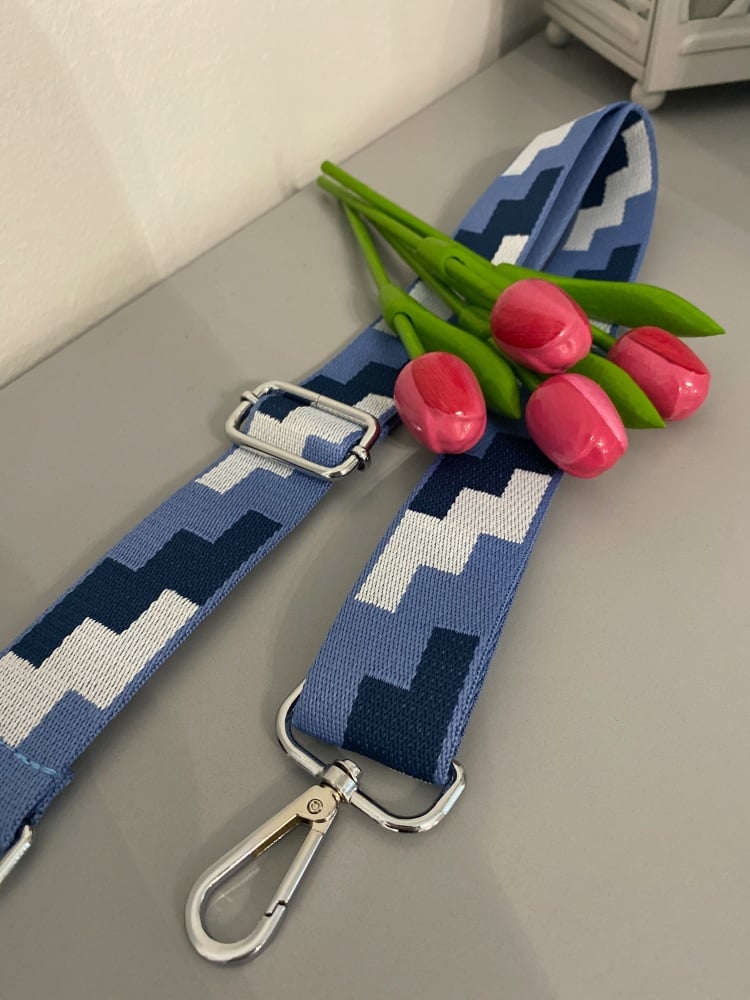 Blue Geometric Detachable Bag Strap