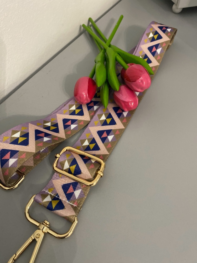 Lilac & Khaki Geometric Detachable Bag Strap
