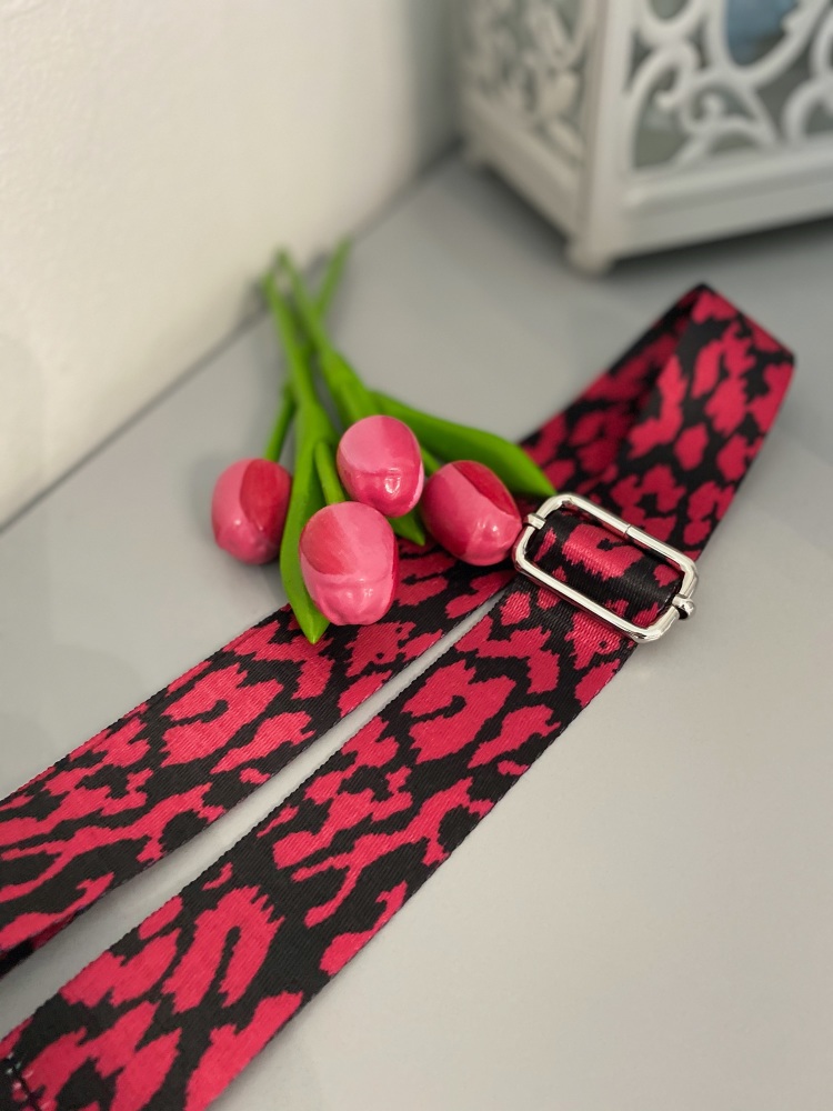 Magenta & Black Animal Print Detachable Bag Strap