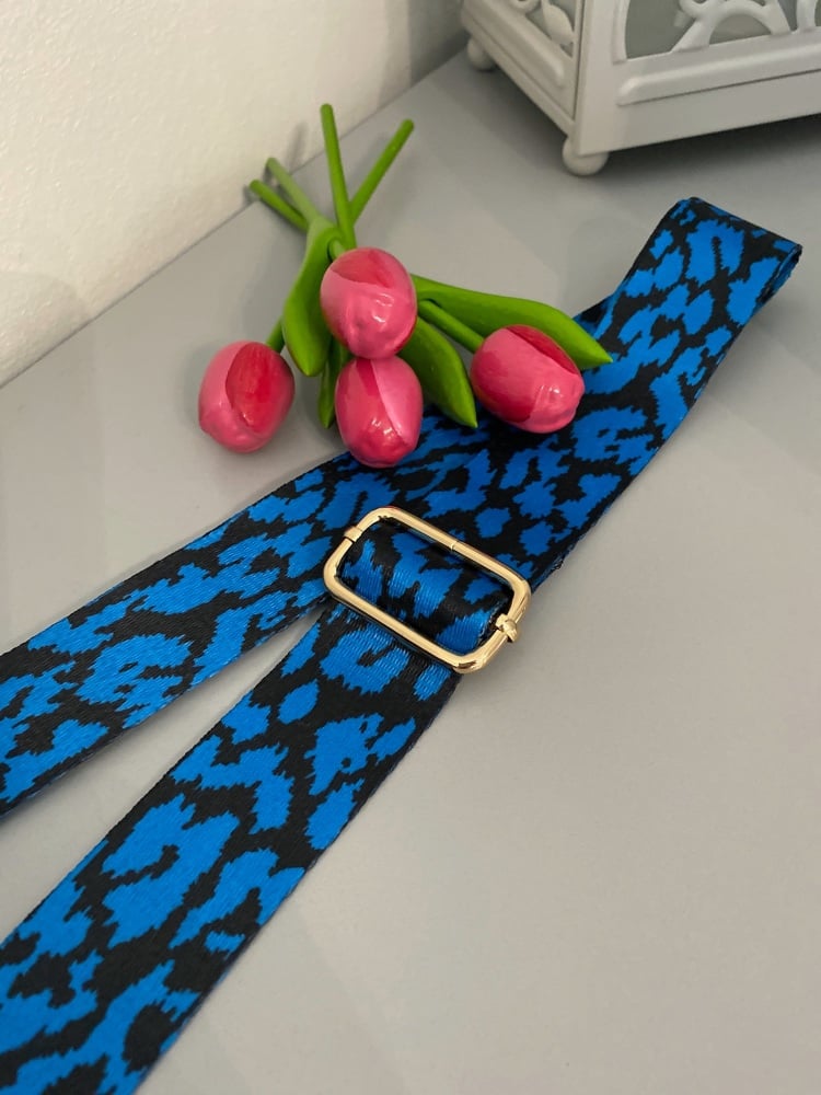Blue & Black Animal Print Detachable Bag Strap