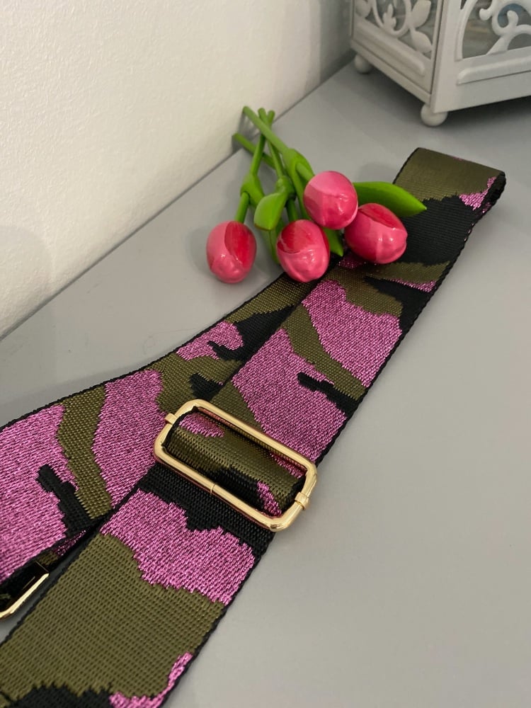 Khaki & Pink Sparkle Camo Detachable Bag Strap