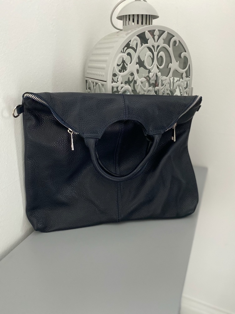 Large NAVY Leather Tote / Large Crossbody Bag