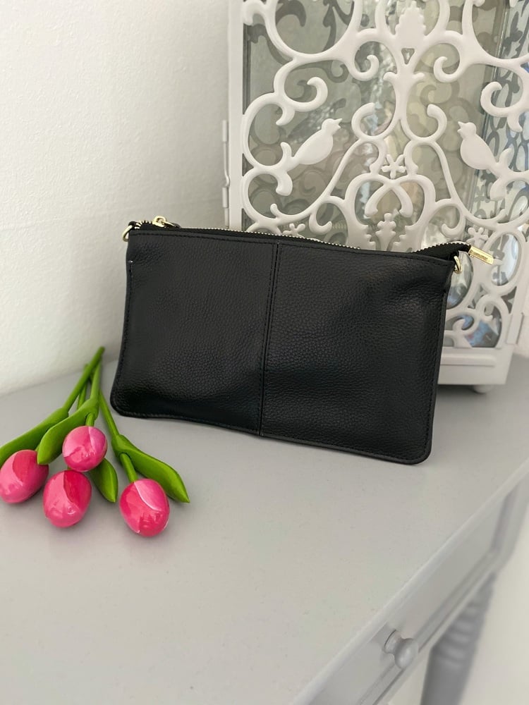 Small Genuine Leather Black Crossbody Bag