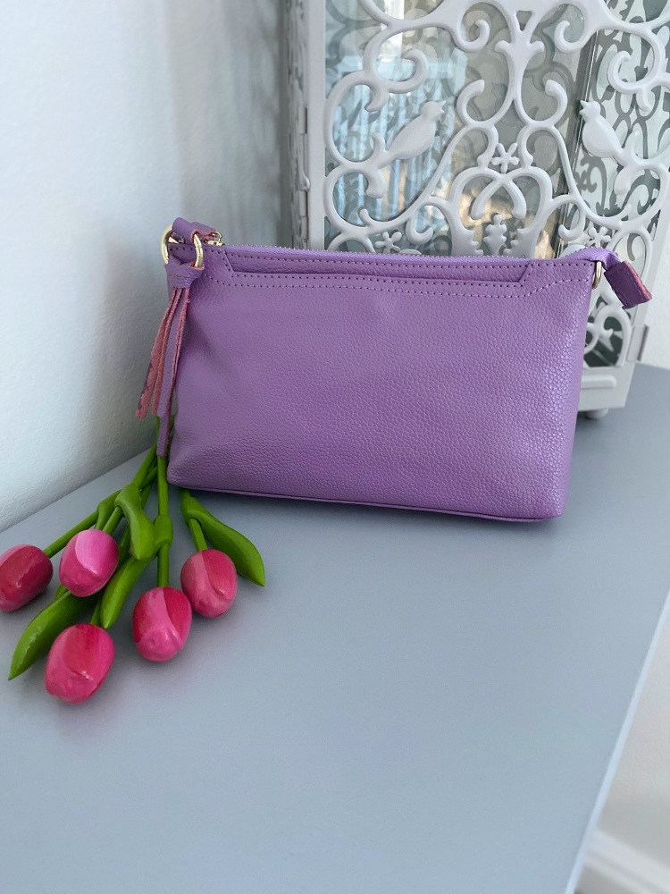 Lilac Leather Crossbody Bag