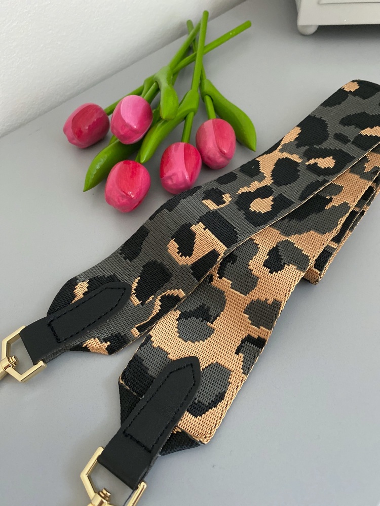 Grey & Gold Animal Print Detachable Bag Strap