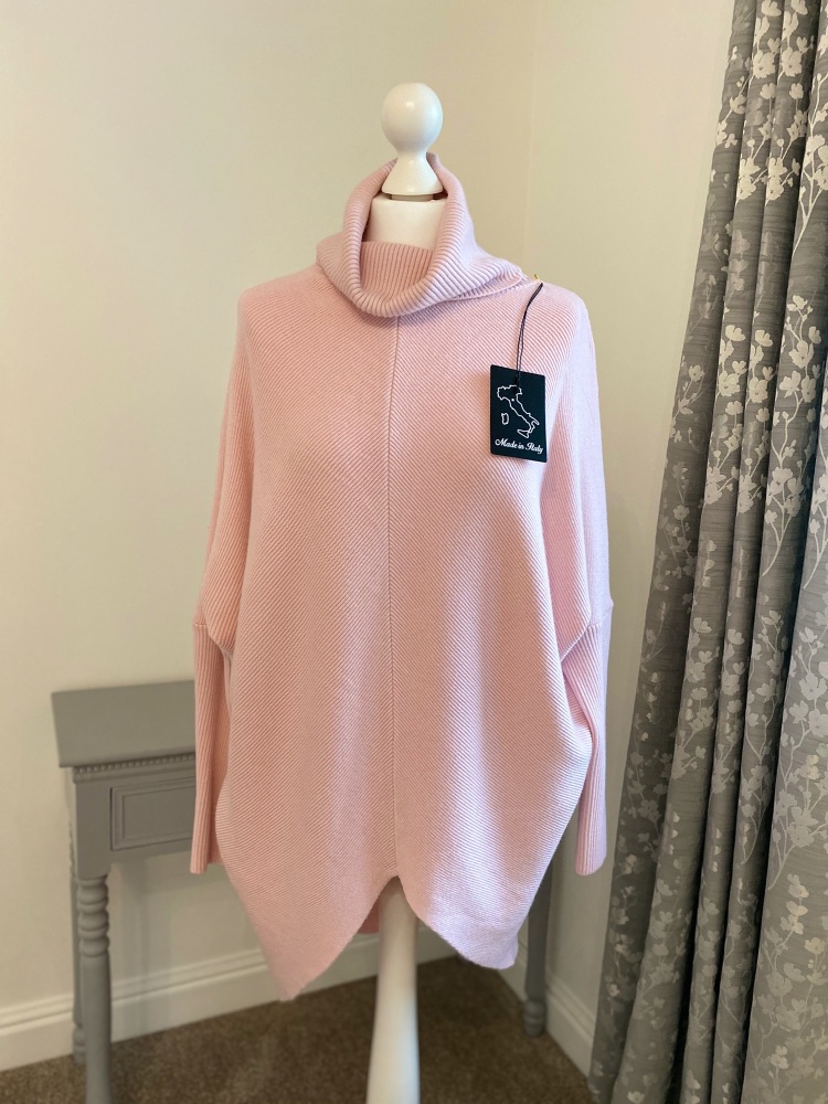 Pale Pink V Front Snuggly Oversized Jumper