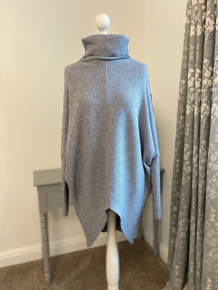 Grey V Front Snuggly Oversized Jumper
