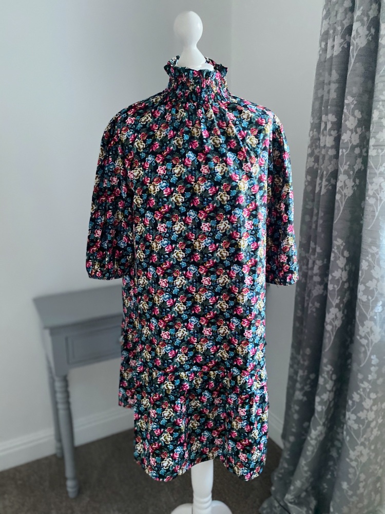 Ditsy Print High Neck Floral Frill Dress