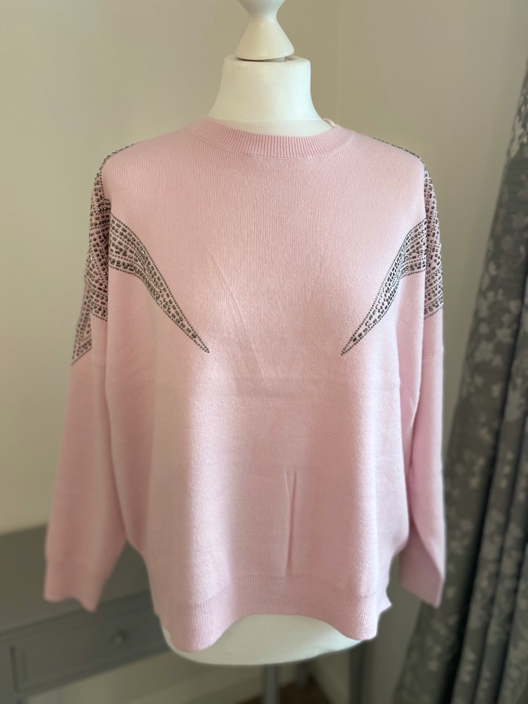Star Studded Shoulder Pink Jumper