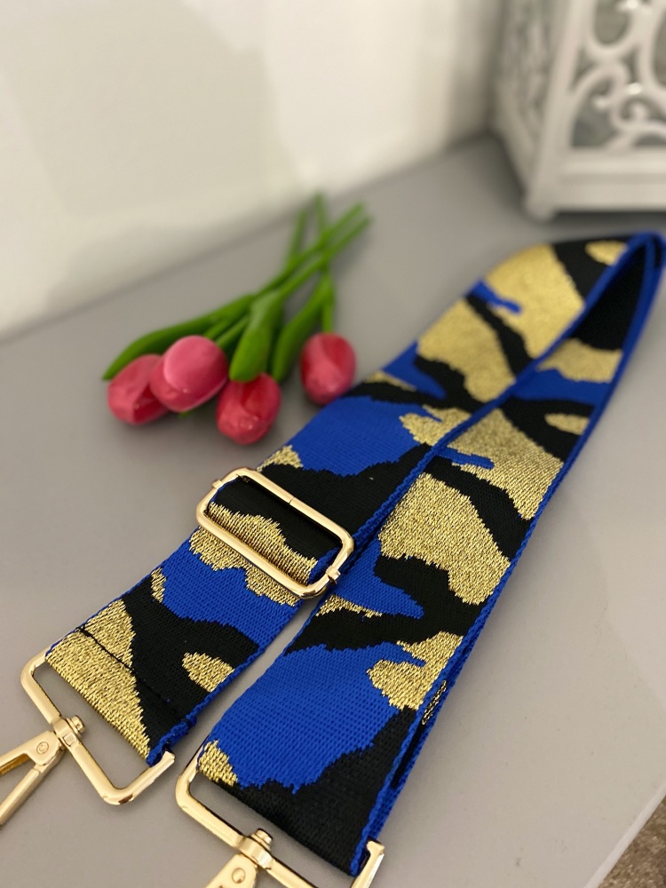 Blue, Black & Gold Adjustable Bag Strap