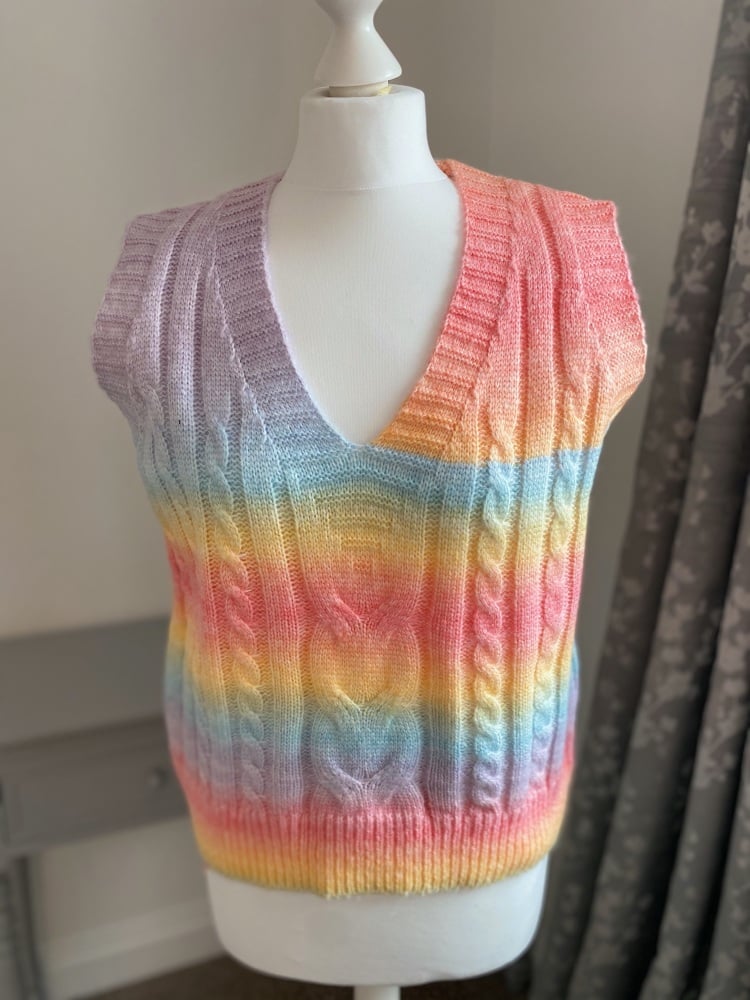 Rainbow pastel V-neck tank top