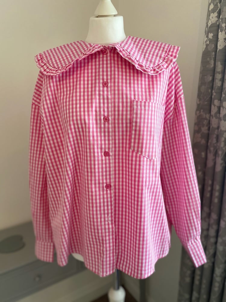 Pink Gingham Peter Pan Collar Shirt