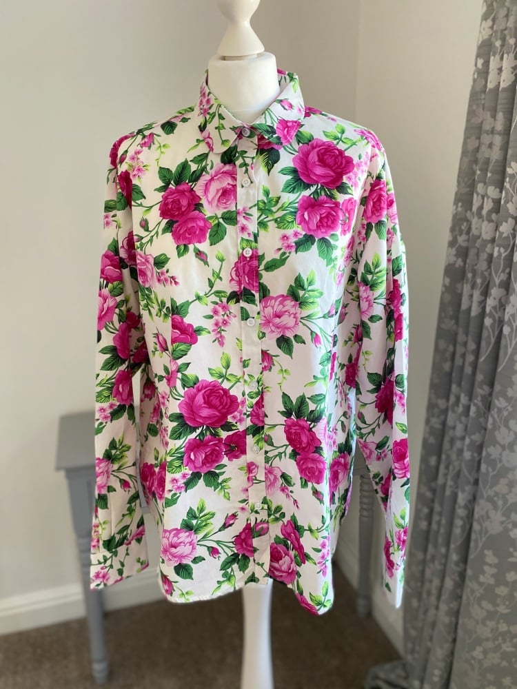 White & Pink Floral Shirt