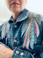 Embroidered Angel Wings Denim Slouchy Jacket 
