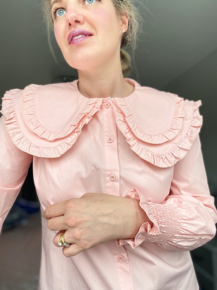 LAST ONE! Pink Double Peter Pan Collar Cotton Shirt 
