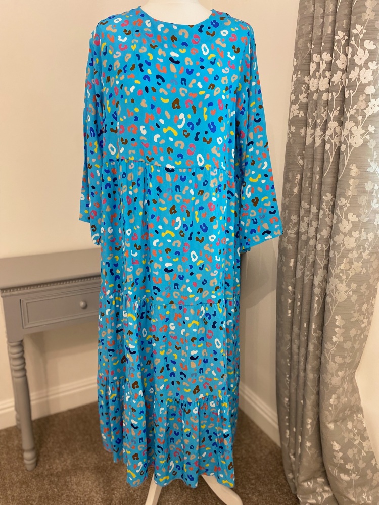 Blue Jelly Bean Tiered Maxi Dress