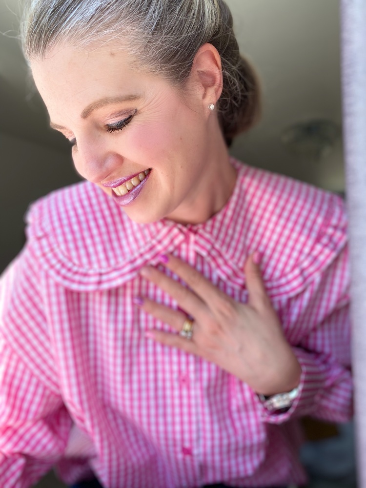Pink Gingham Peter Pan Collar Shirt