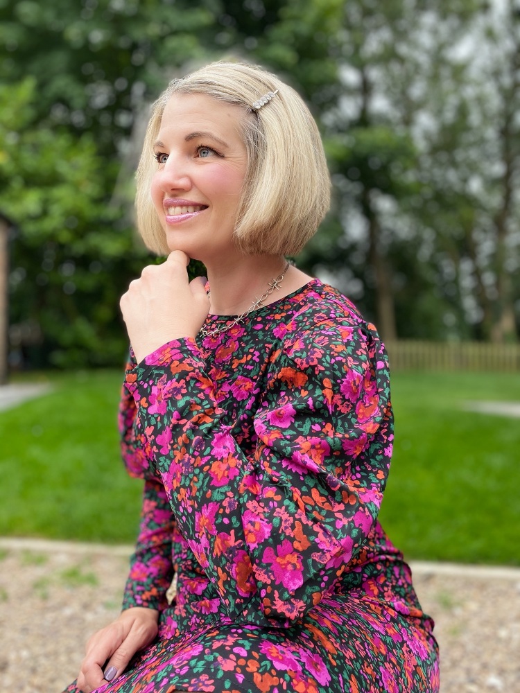 Midi Floral Statement Sleeve Dress