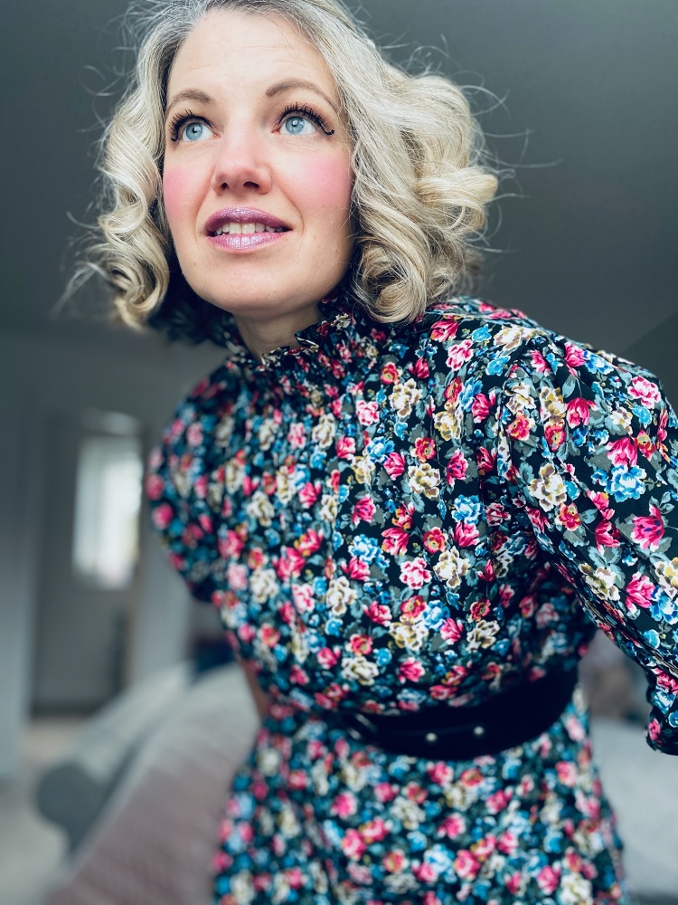 Ditsy Print High Neck Floral Frill Dress