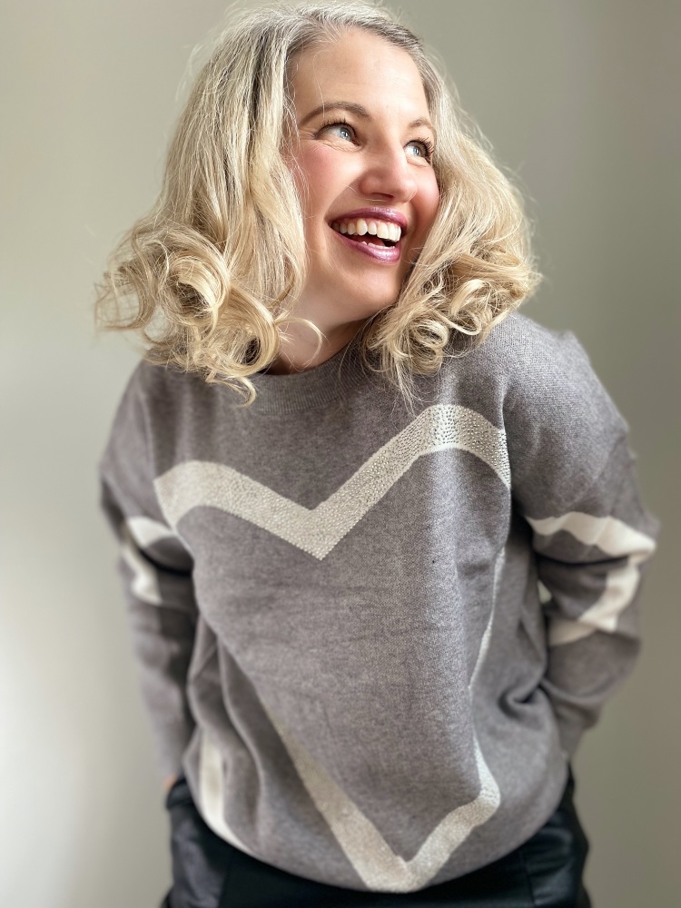 Black Sparkle Heart Pattern Jumper