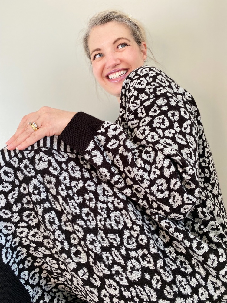 Black Long Length Animal Print Coatigan