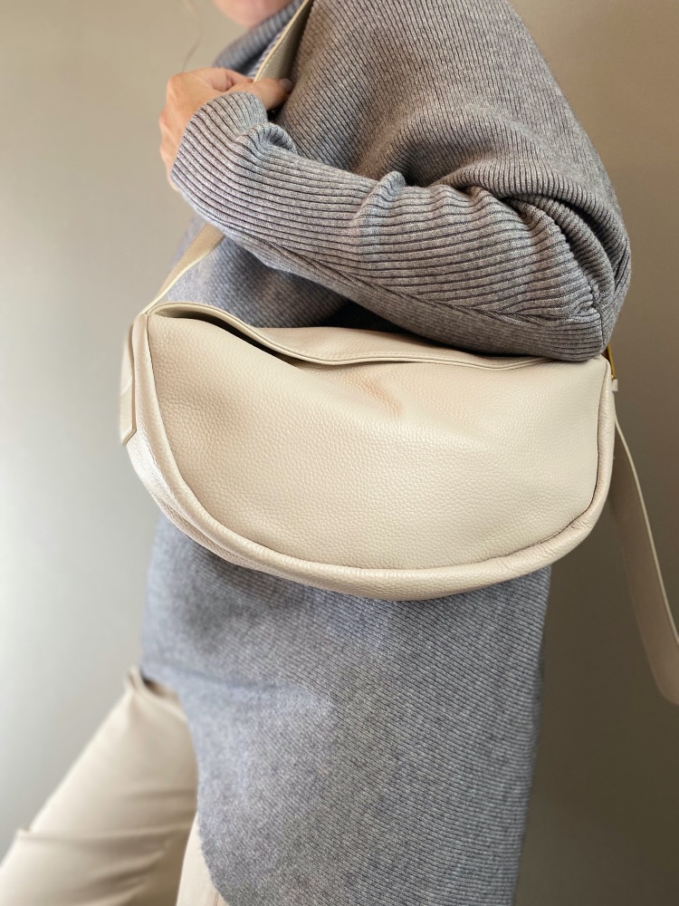 Winter White Genuine Leather Shoulder Bag