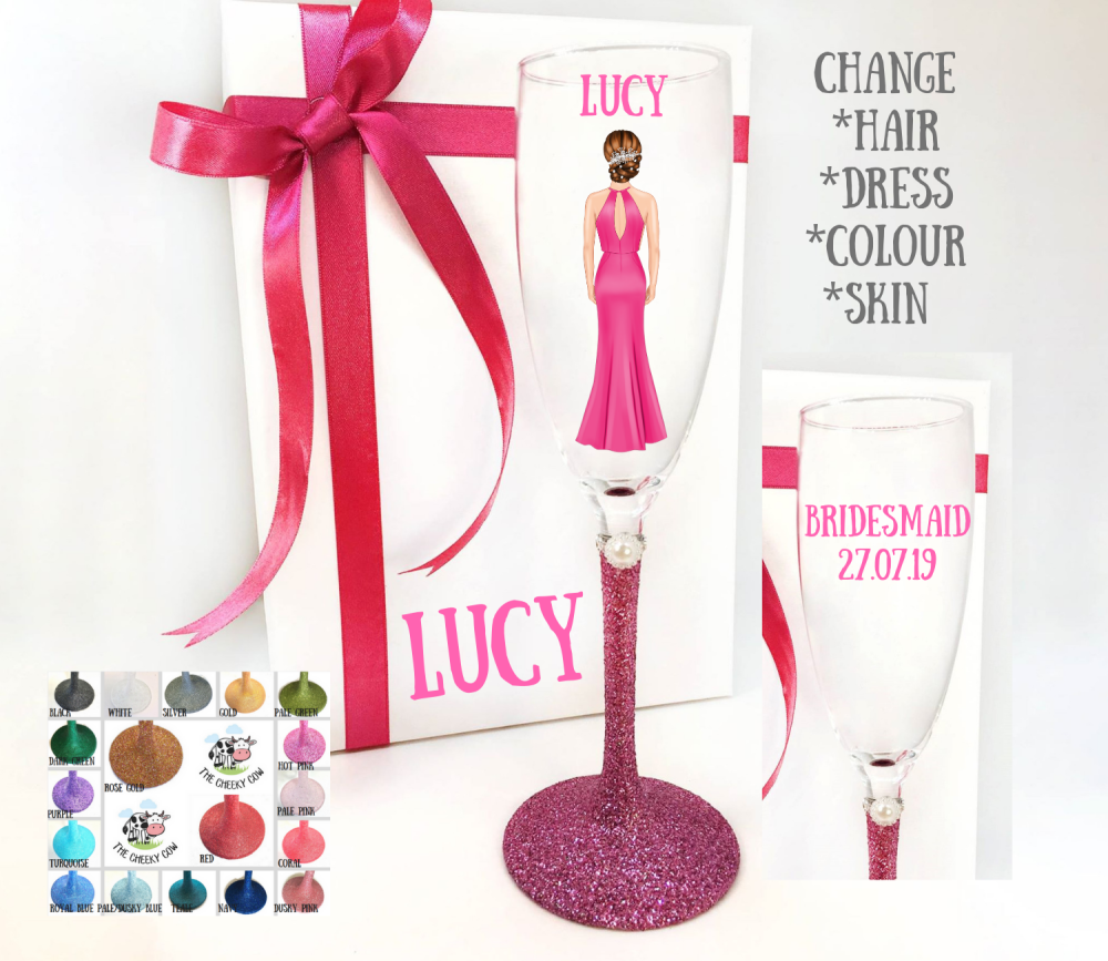 personalised bridesmaid glass
