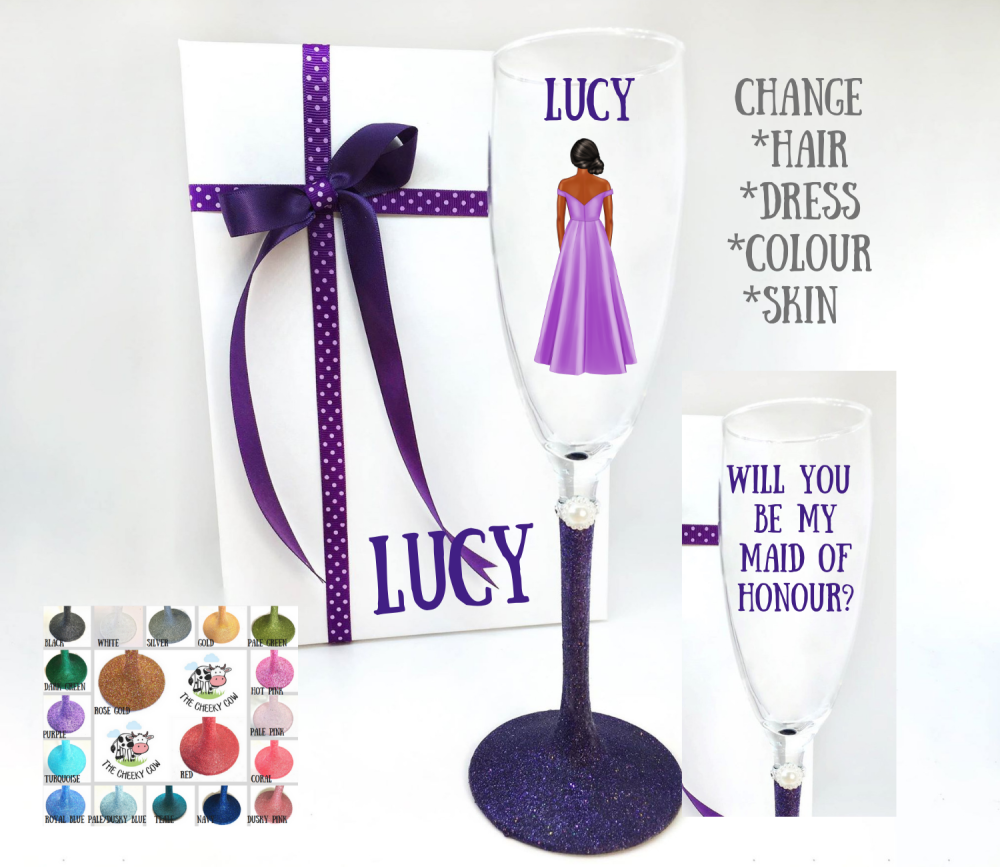 will you be my maid of honour champagne glass