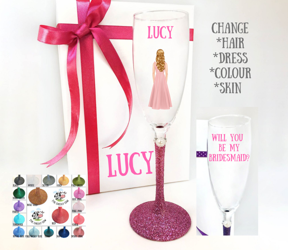 will you be my bridesmaid champagne flute