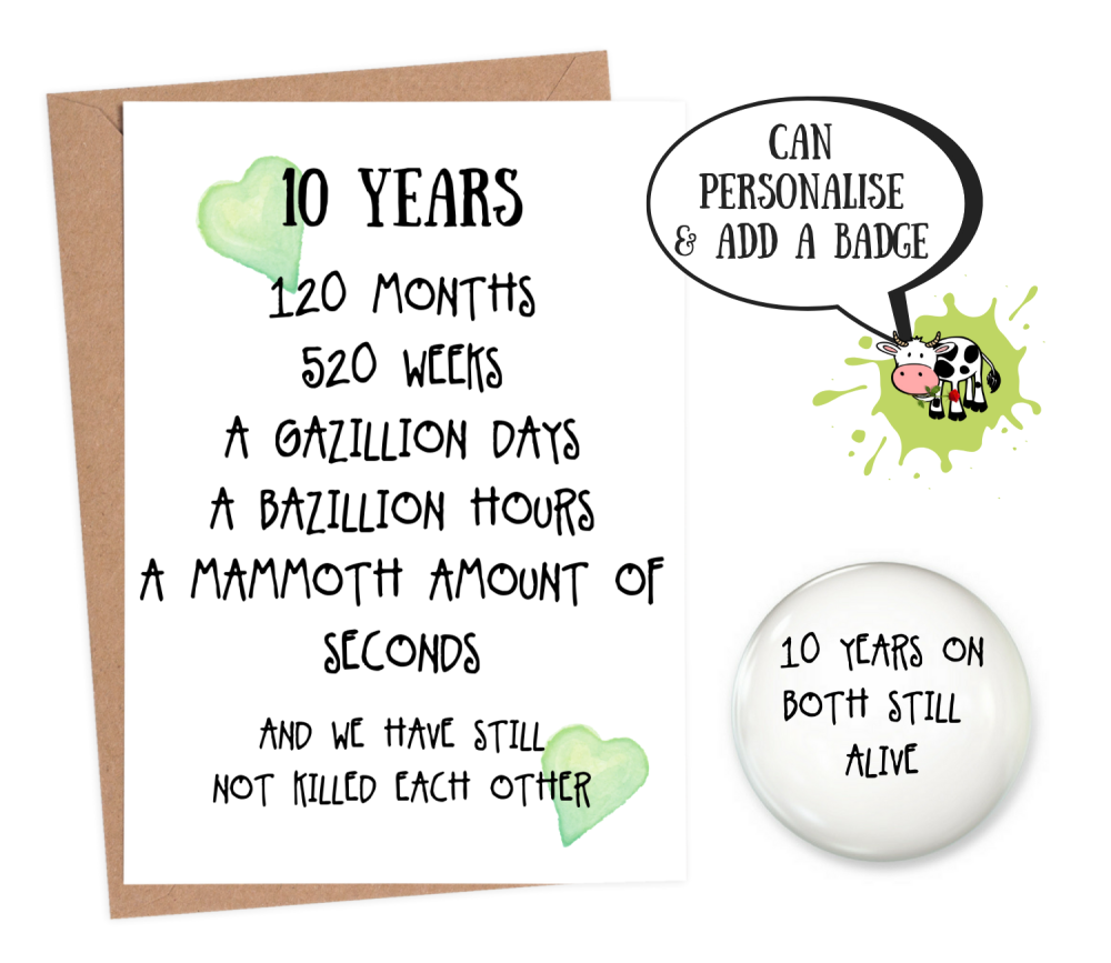10 year anniversary card funny