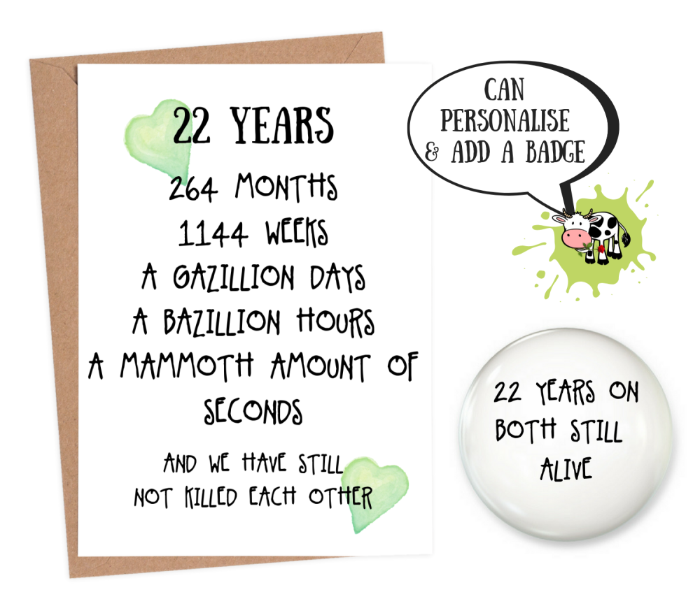 22nd anniversary card | personalised wedding anniversary | funny